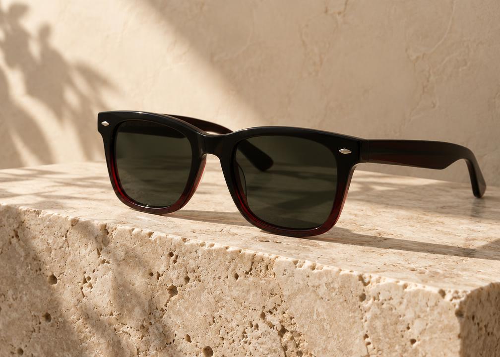 Premium eyeglasses on travertine