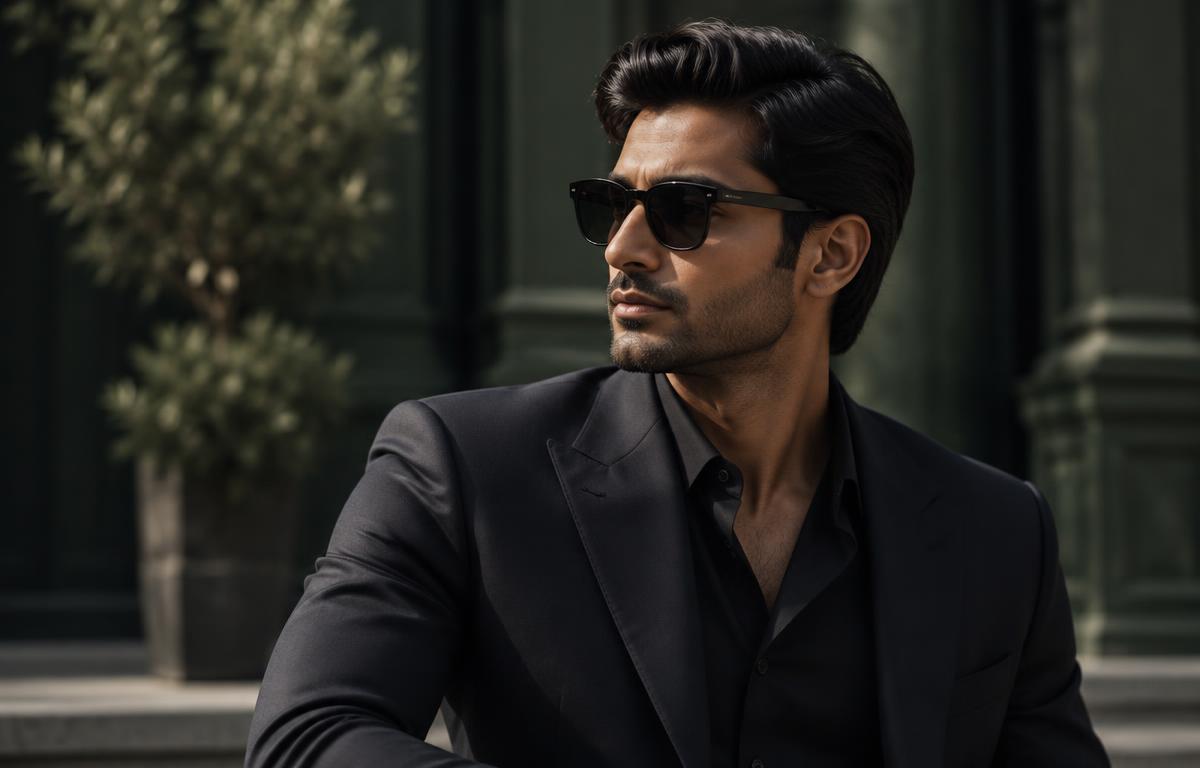 Man wearing premium optical frames